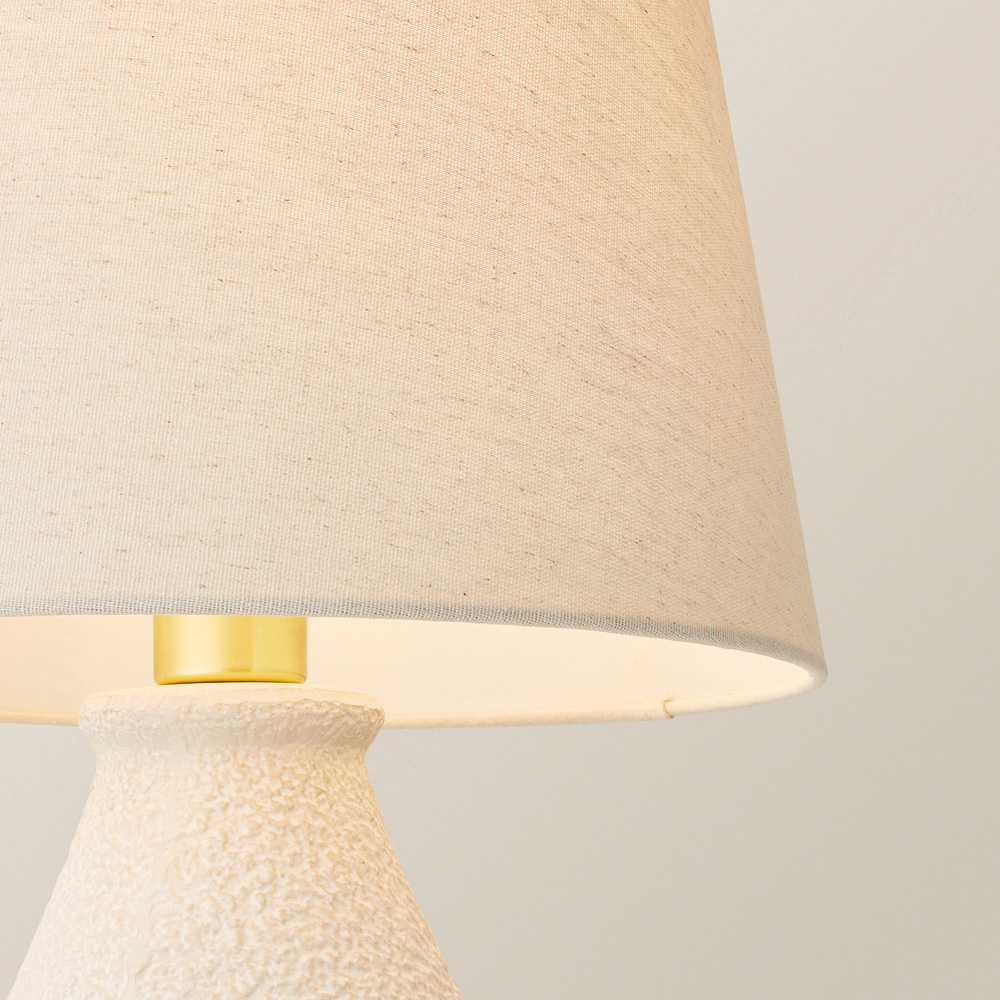 ValueLights Helena Natural Taper Shade Cream Speckled Ceramic LED Table Lamp Image 3