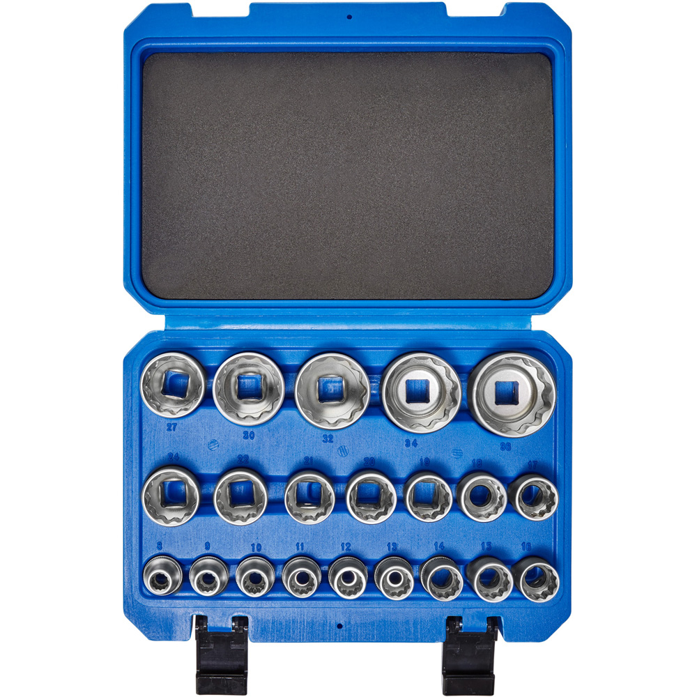 tectake 21 Piece External Multi Tooth Socket Set with Plastic Case Image 2