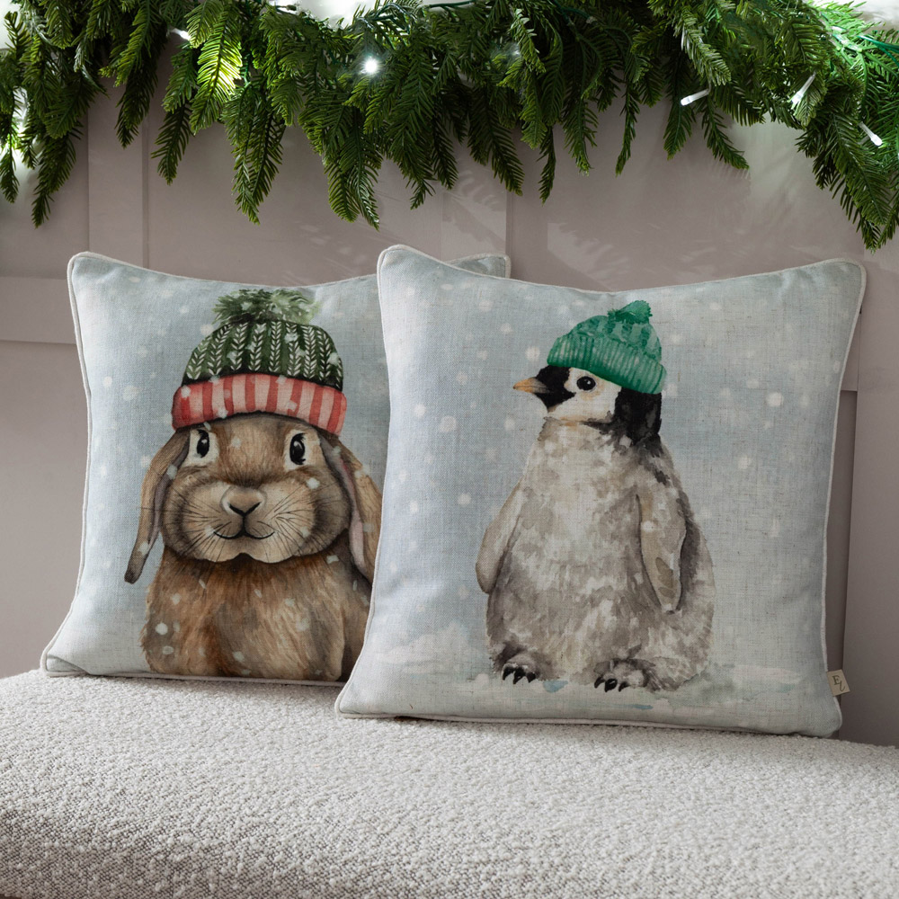 Evans Lichfield Christmas White Winter Rabbit Reversible Cushion 43 x 43cm Image 6