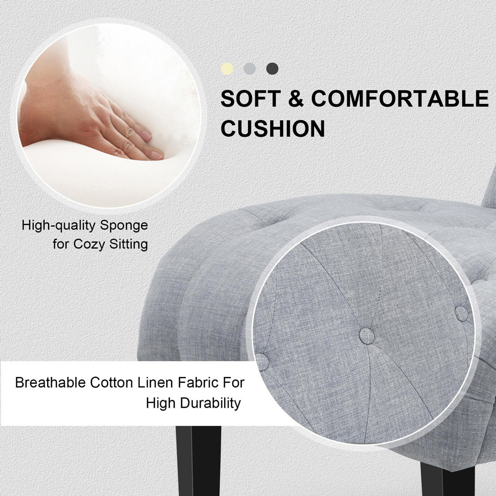 Costway Light Grey Button Tufted Linen Accent Chair Image 7
