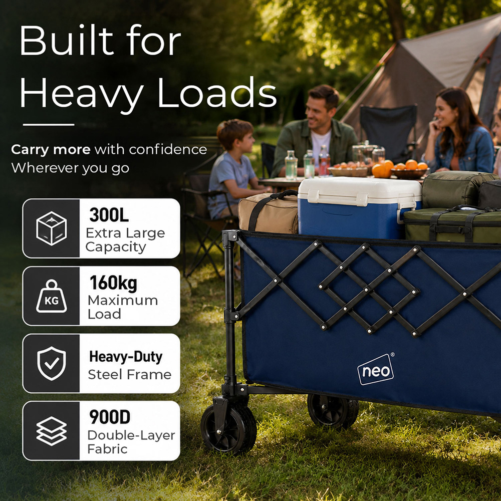Neo Direct 300L Navy Heavy Duty Folding Garden Trolley Cart Image 5