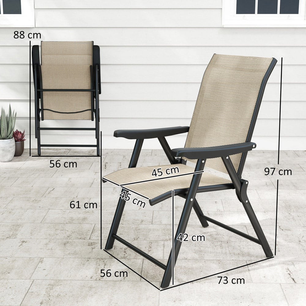 Outsunny Brown Folding Chair with Breathable Mesh Fabric Seat Set of 4 Image 8