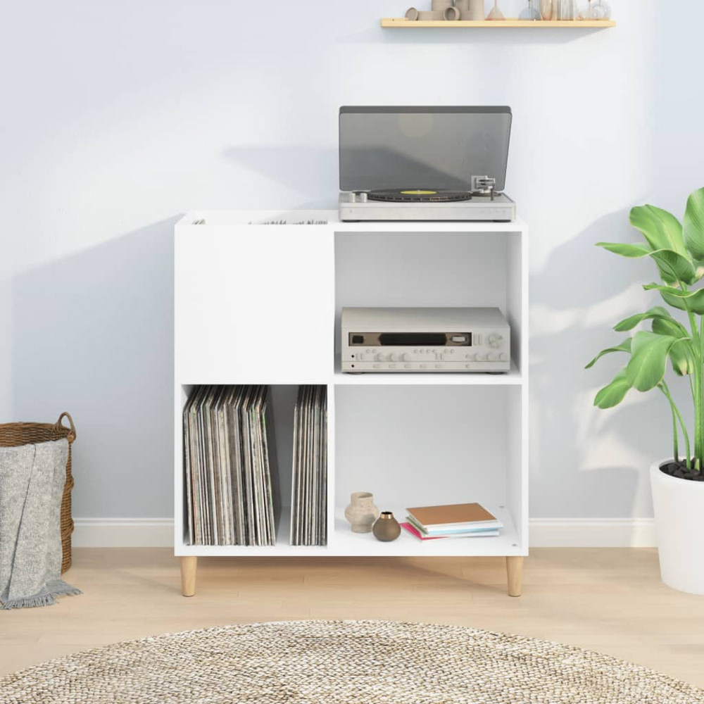 vidaXL 3 Shelf White Record Cabinet Image 7