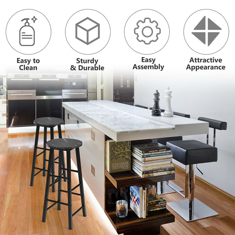 Costway Faux Marble Bar Stool Set of 2 Image 5