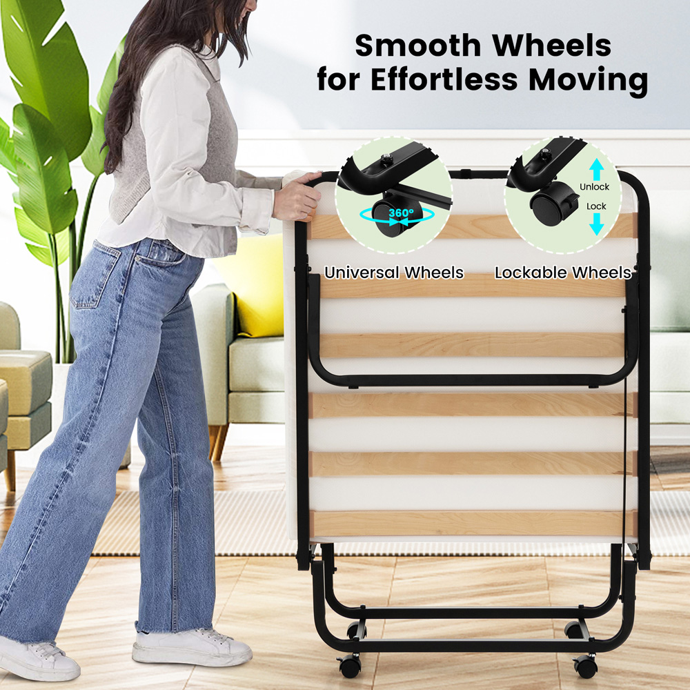 Costway Single Folding Bed with Mattress Image 6