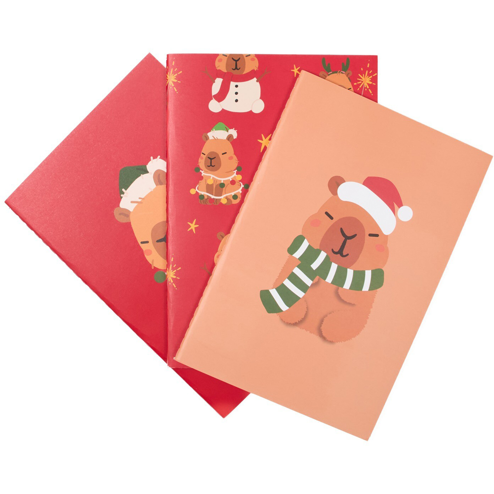 Pack of 3 Xmas Capybara Notebooks Image 1