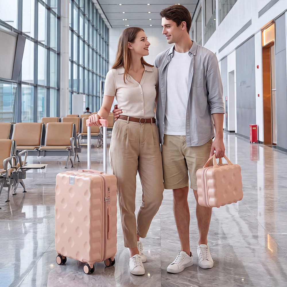 H&O Direct 2 Piece Light Pink ABS Hard Shell Suitcase Set with Spinner Wheels and USB Port Image 5