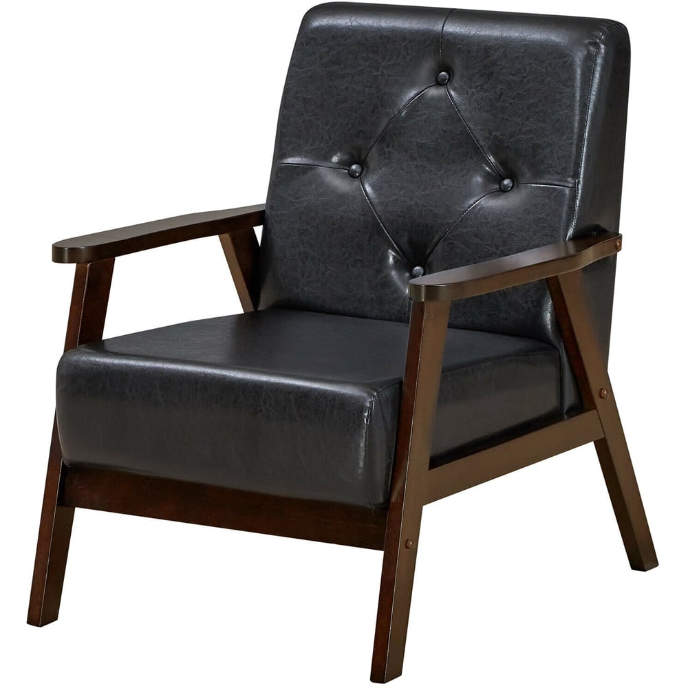 Costway Black PU Leather Accent Sofa Chair Image 2