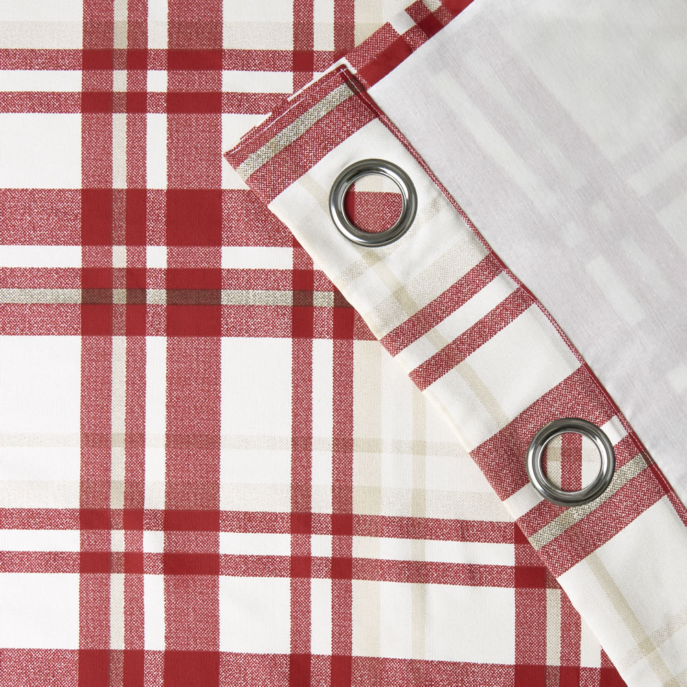 Wilko Red Printed Check Curtains 228 W x 228cm D Image 3