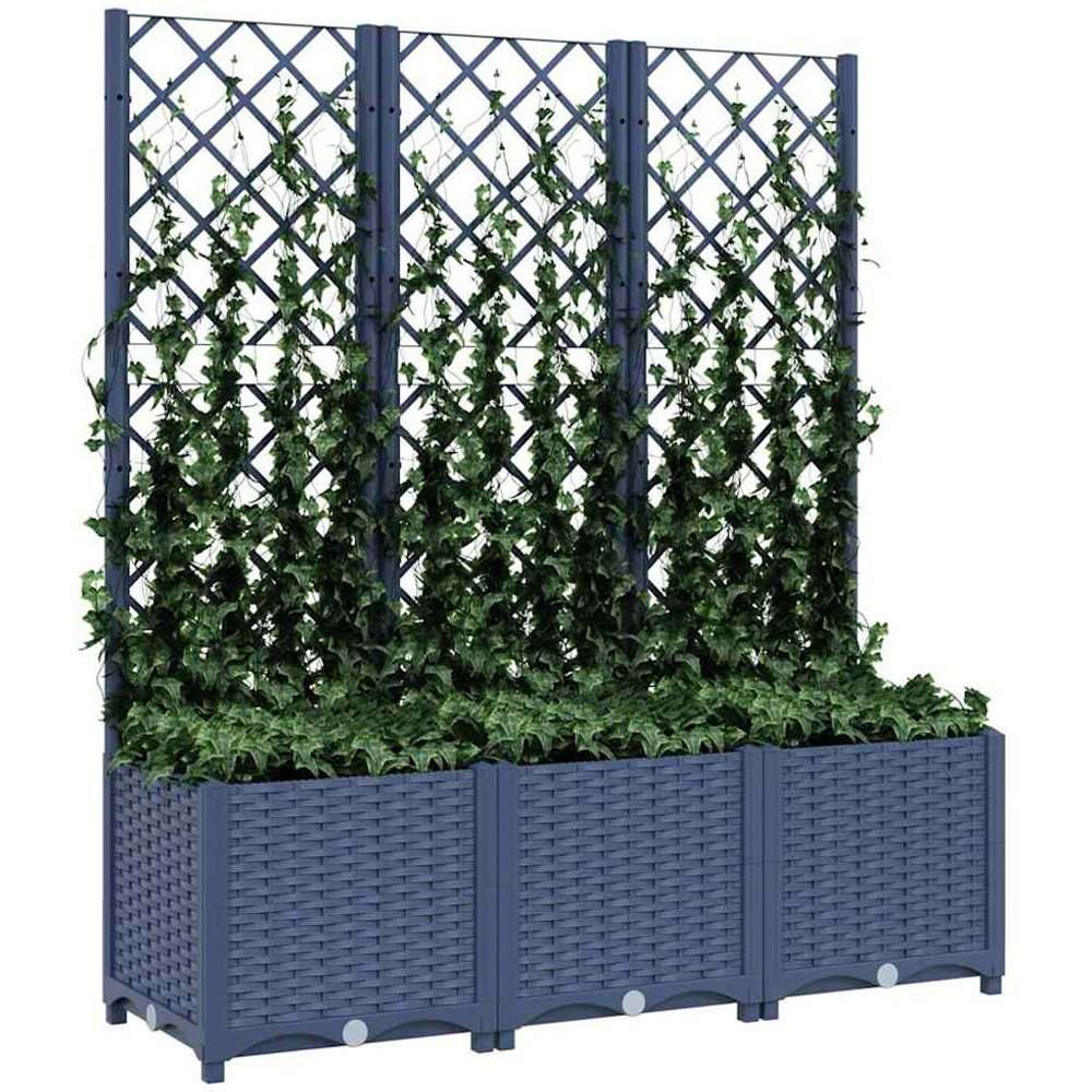 vidaXL Grey Garden Planter with Trellis 120 x 40 x 136cm Image 3