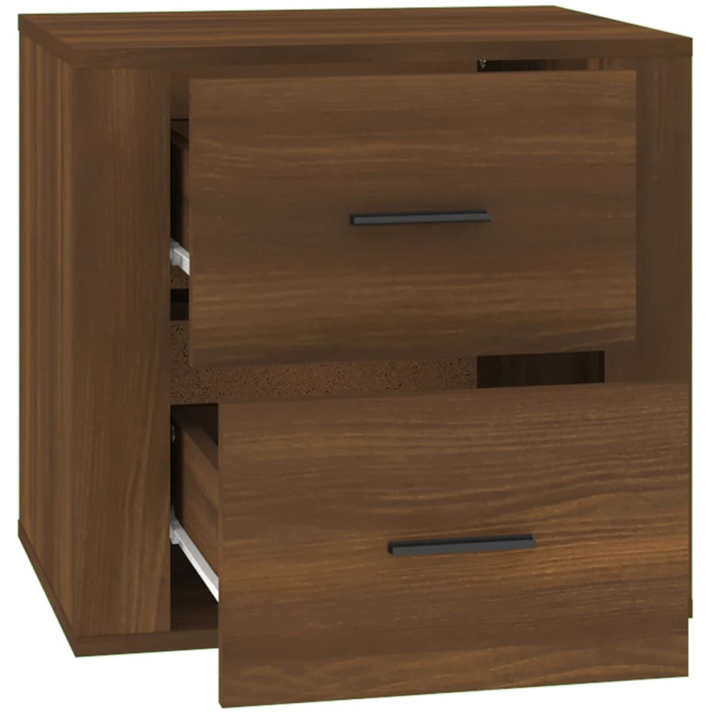 vidaXL 2 Drawer Brown Oak Bedside Table Image 6