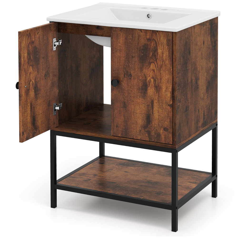 Costway Brown Vanity Unit with Basin Image 3