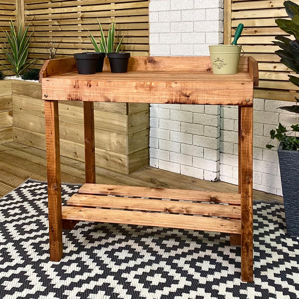 Samuel Alexander Single Shelf Outdoor Wooden Potting Table 90cm Image 7