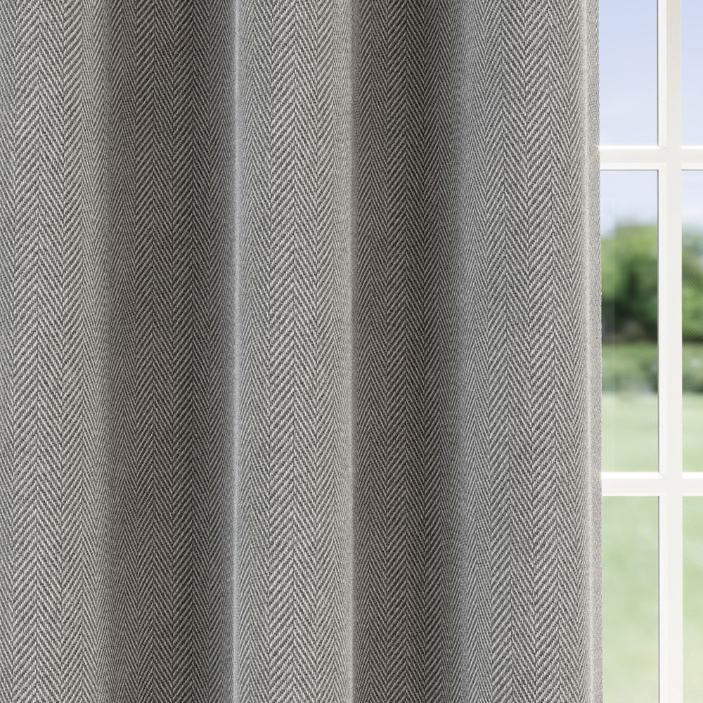 Enhanced Living Grey Herringbone Blackout Eyelet Thermal Curtains 117 x 137cm Image 3