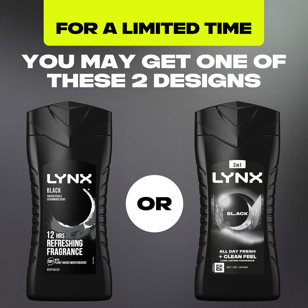 Lynx Black Frozen Pear and Cedarwood 12H Refreshing Fragrance Men's Shower Gel 225ml 18 Pack Image 5