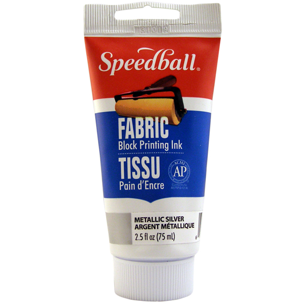 Speedball Metallic Silver Fabric Block Printing Ink 75ml Image