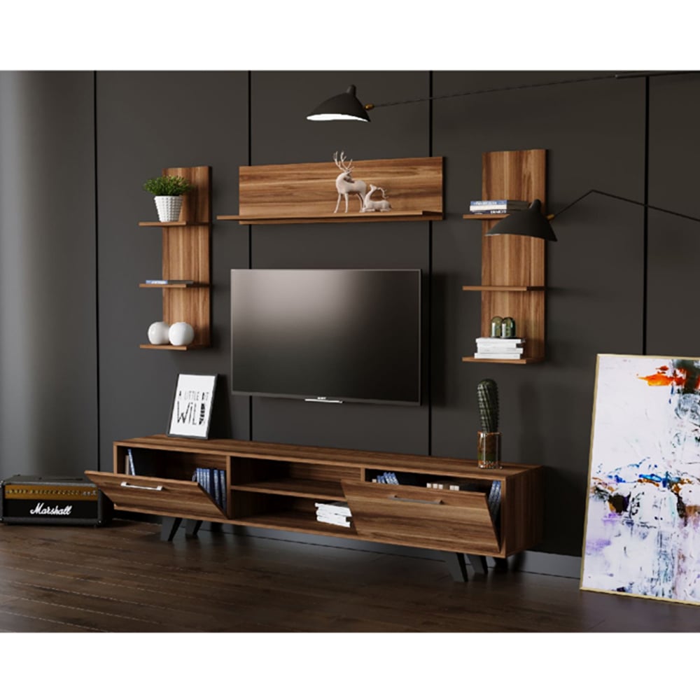 Evu MILANO 2 Doors Walnut TV Cabinet Image 4