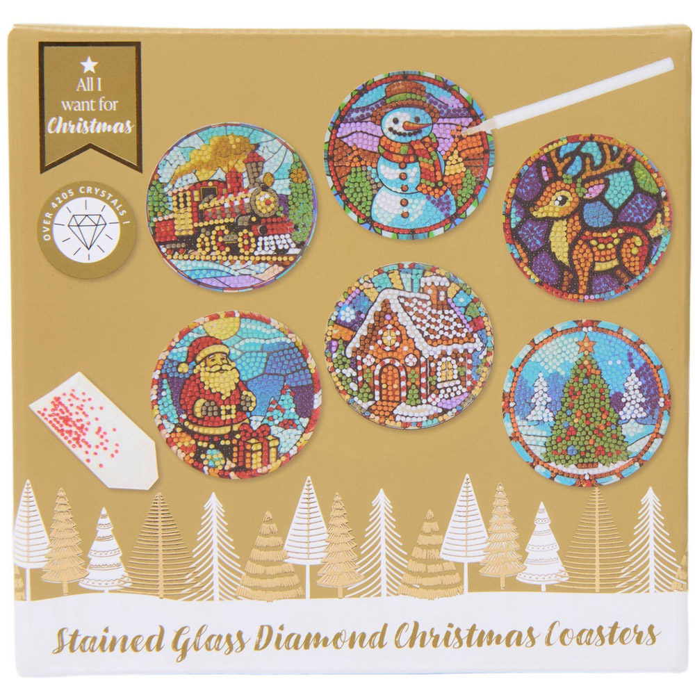 Stained Glass Diamond Xmas Coasters Kit Image 1
