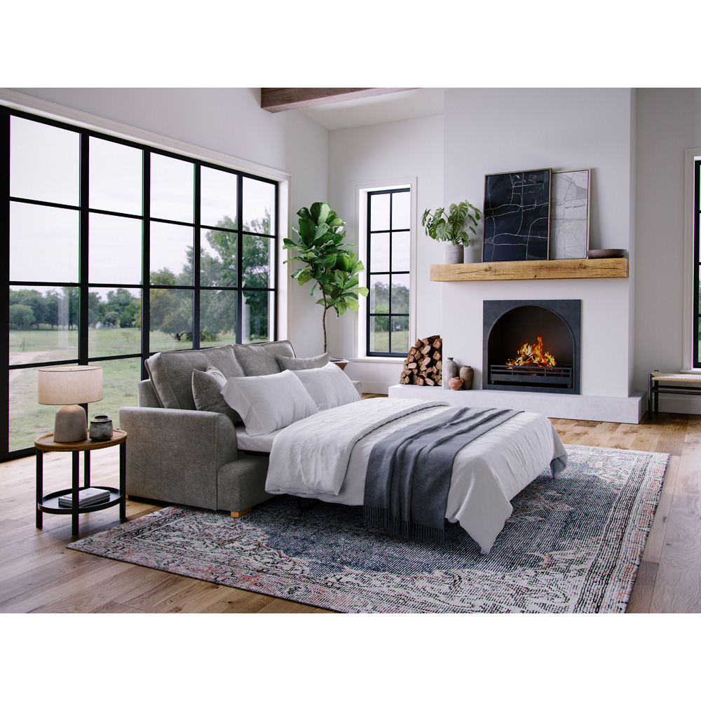 Alba City 2 Seater Steel Fabric Sofa Bed Image 7