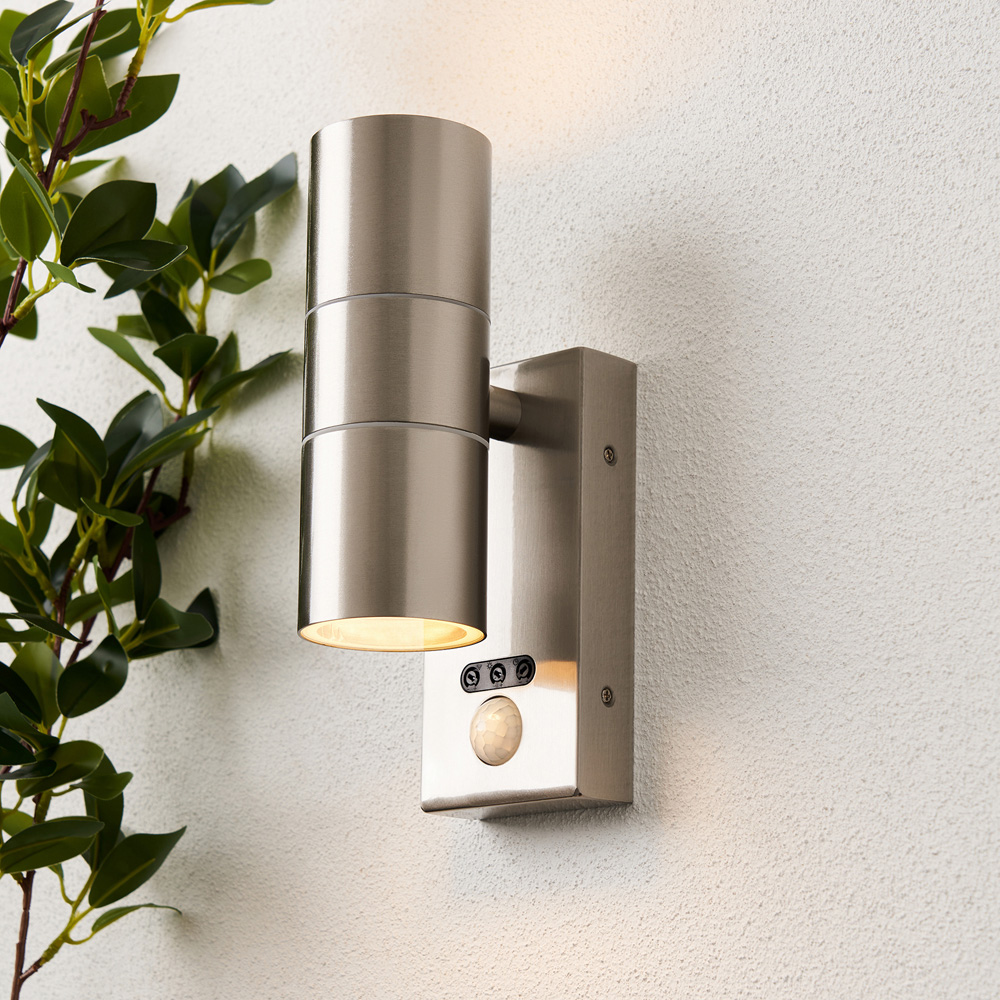 Zink Luna 2 Light Stainless Steel Up and Down Wall Light with PIR Sensor Image 6