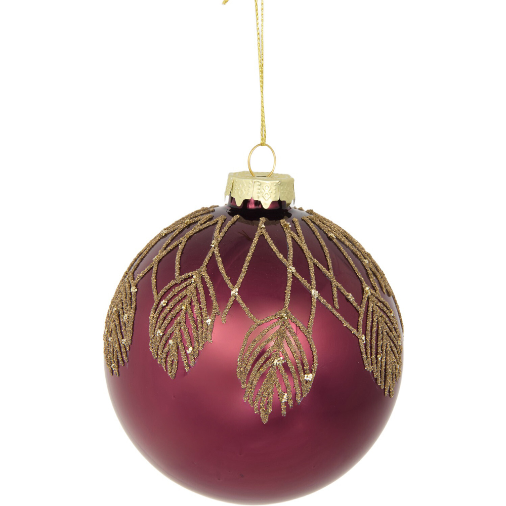 Glitter Detailed Burgundy Bauble Image 4