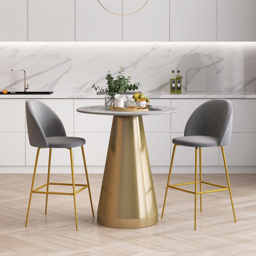 Costway Grey Bar Stool Set of 2 Image 3