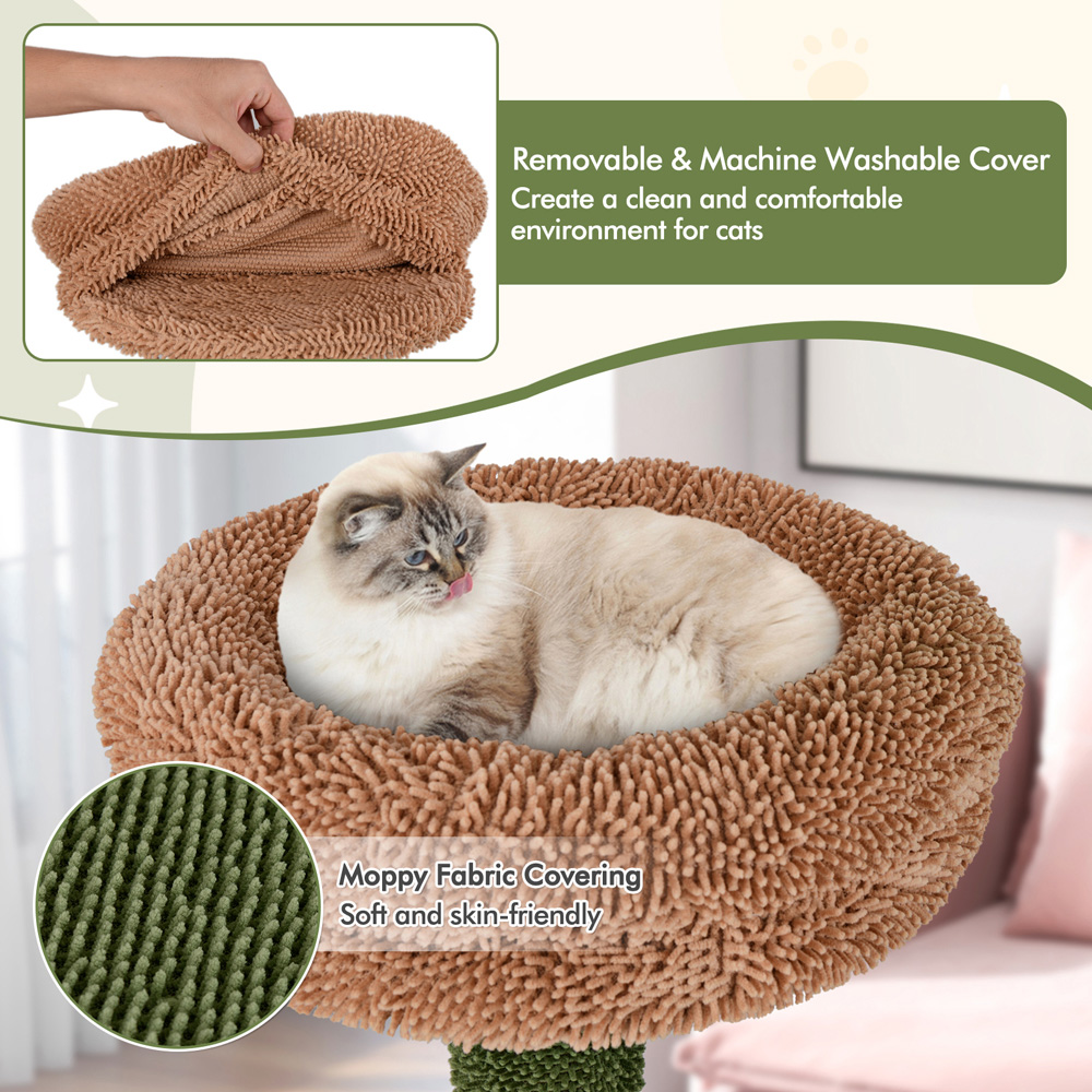 Costway Green Cat Tree with Sisal Scratching Posts 152cm Image 7