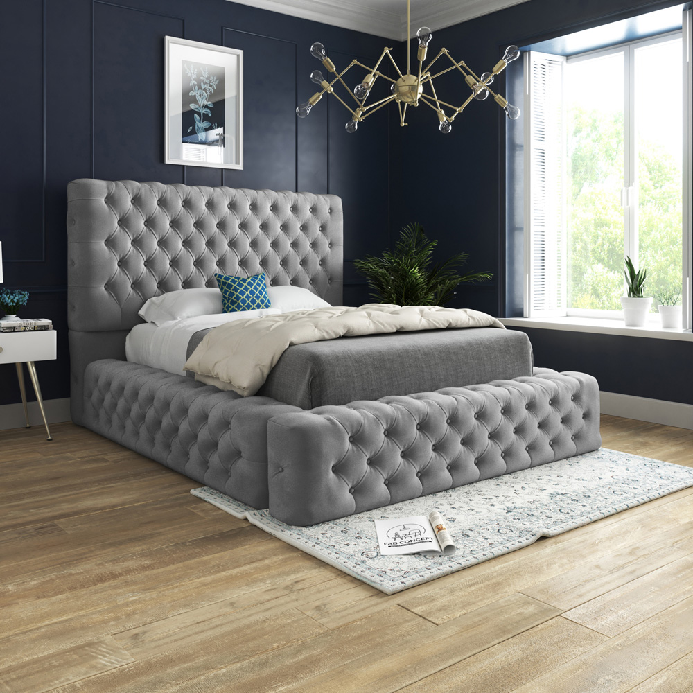 DS Living Cambridge Single Grey Soft Velvet Bed Frame Image 4
