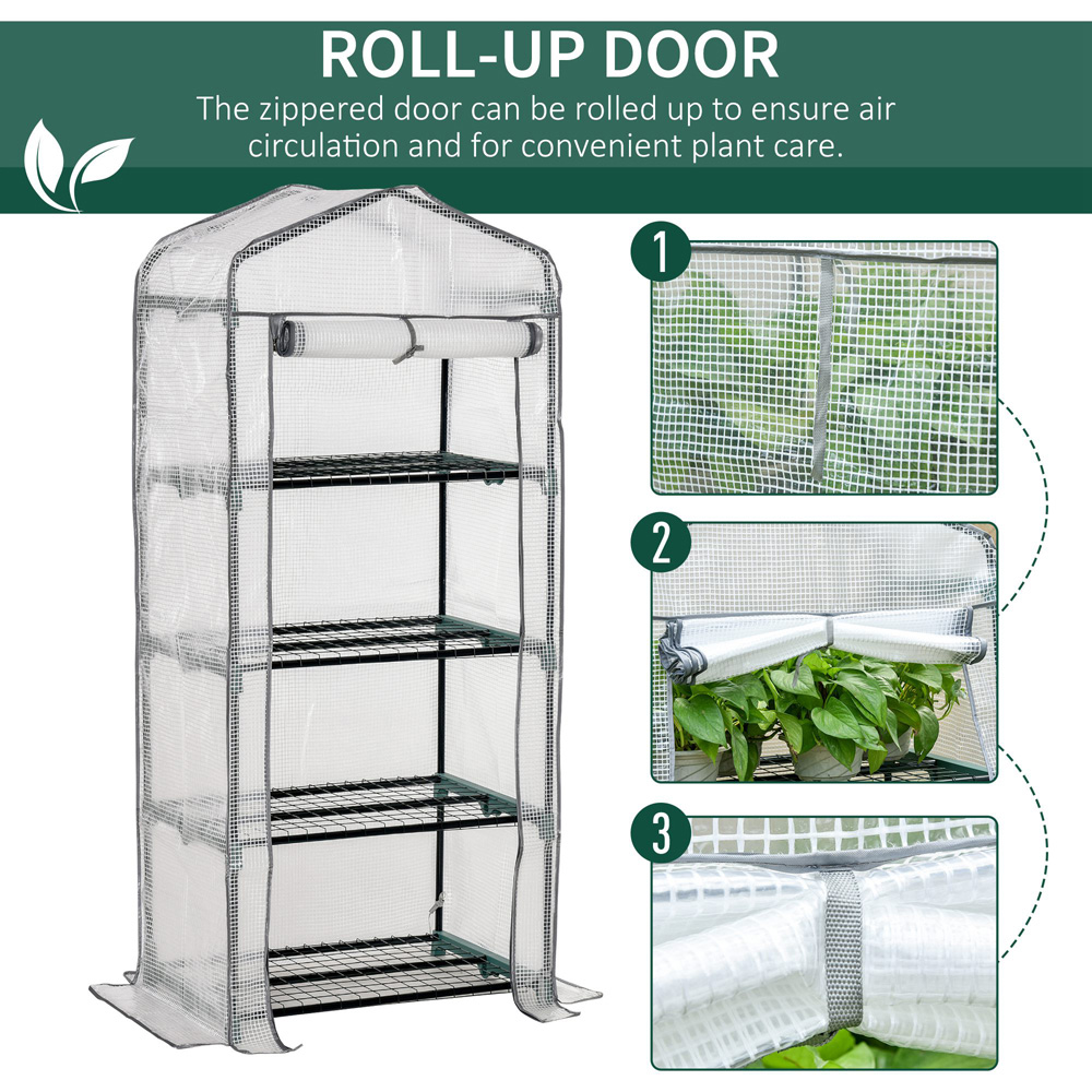 Outsunny White PE 2.3 x 1.6ft 4-Tier Mini Greenhouse Image 5
