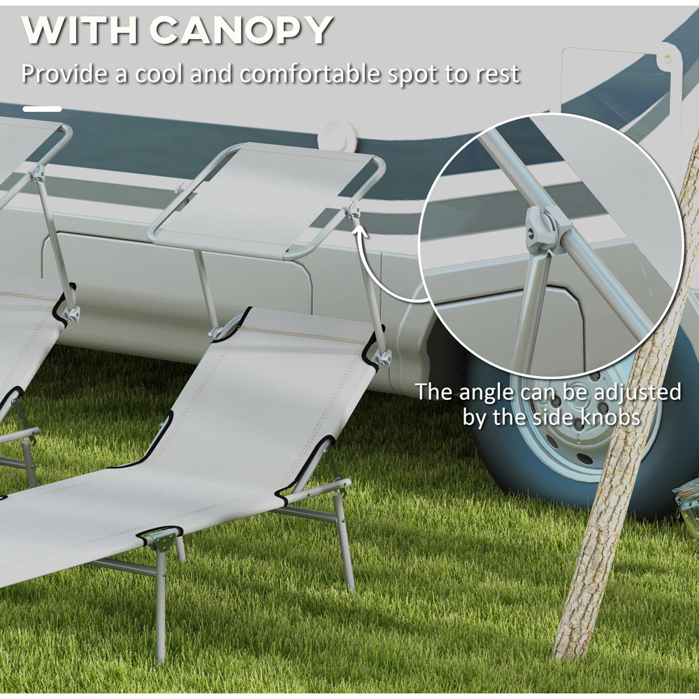 Outsunny Set of 2 Light Grey Adjustable Folding Sun Lounger Image 6