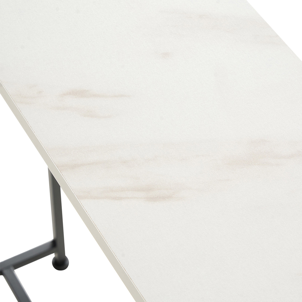 Living and Home White Marble Effect Narrow Console Table Image 5
