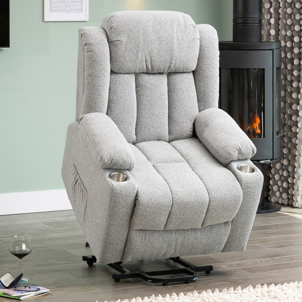 Artemis Home Redding Light Grey Massage and Heat Dual Motor Electric Lift Assist Recliner Chair Image 2