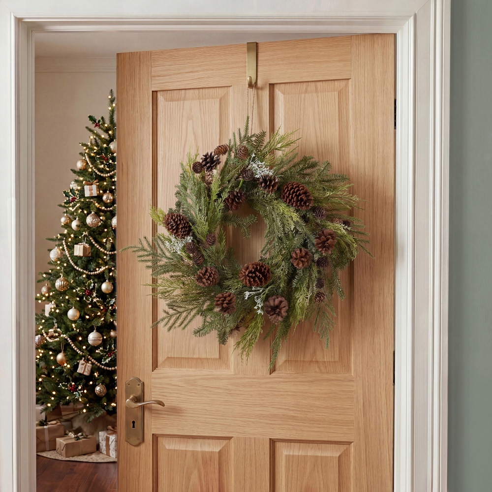Charles Bentley Green Christmas Wreath with Pinecones 60cm Image 6
