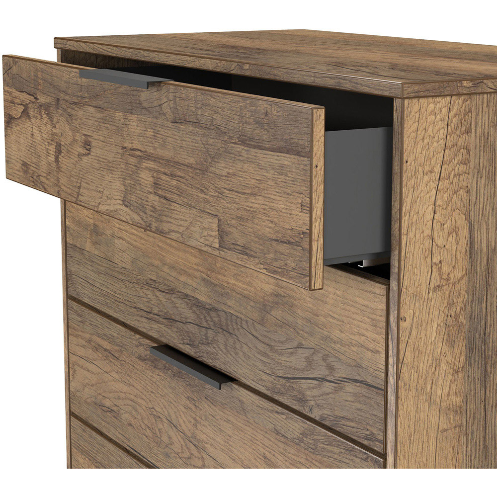 Crowndale Hong Kong 4 Drawer Vintage Oak Chest of Drawers Ready Assembled Image 6