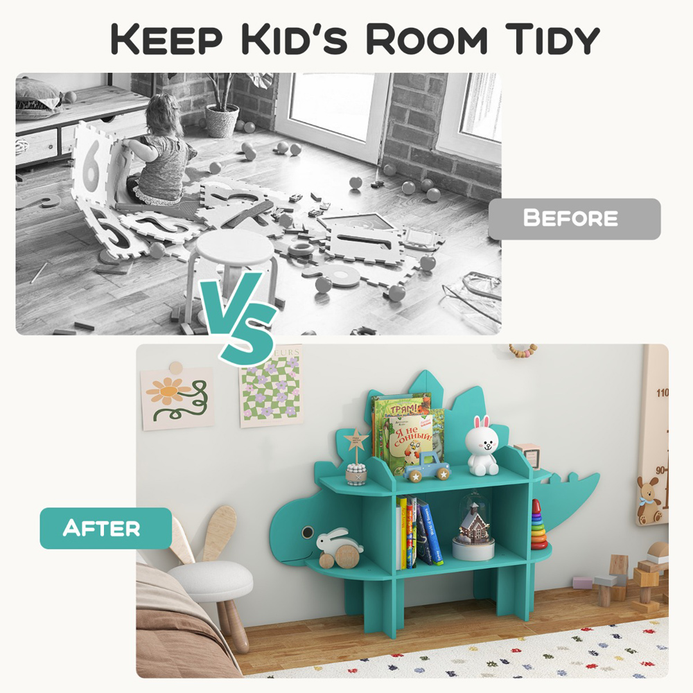 Costway Green Kids Toy Bookshelf Image 8