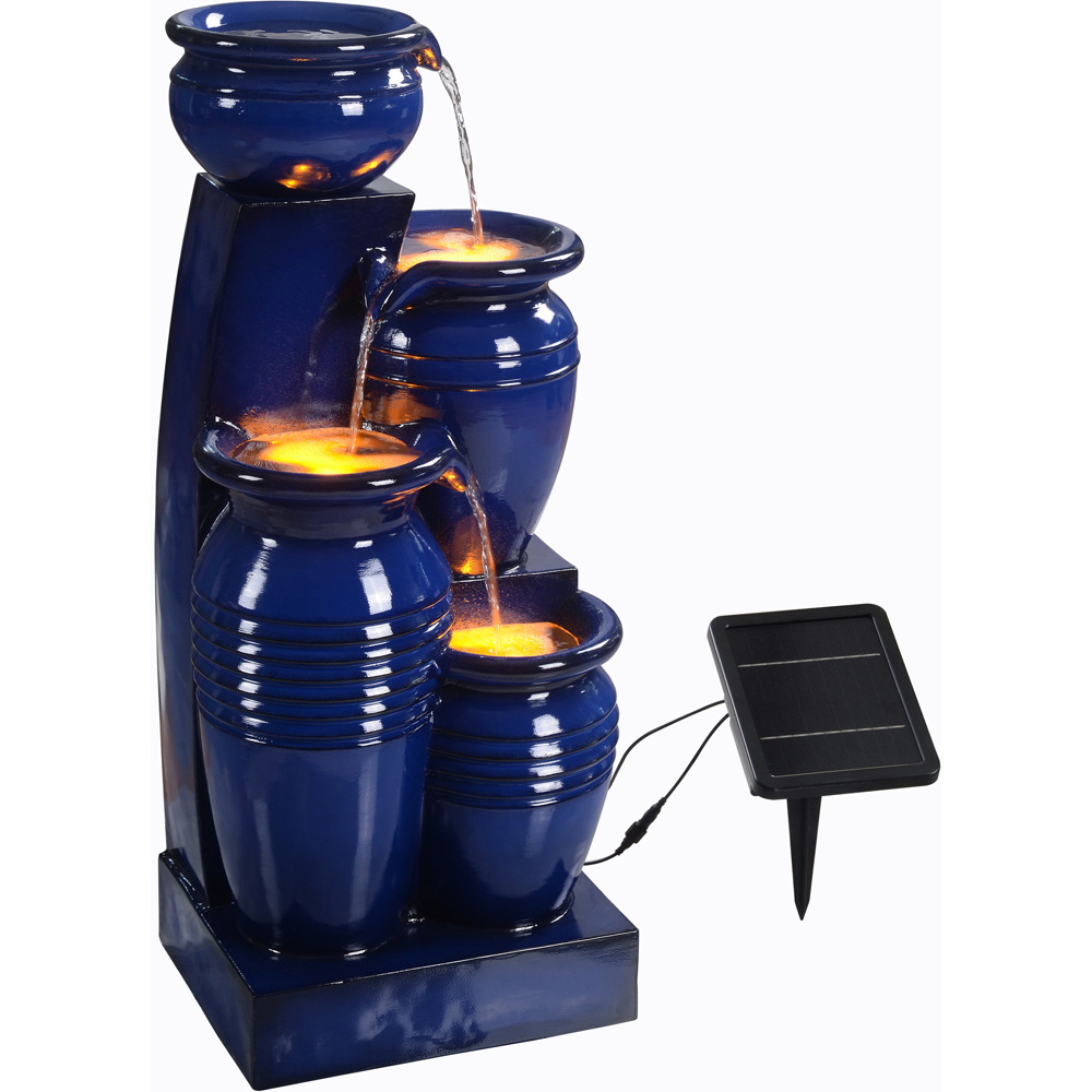 Teamson Home 4-TierLED Solar Powered Navy Cascading Bowl Fountain Image 3