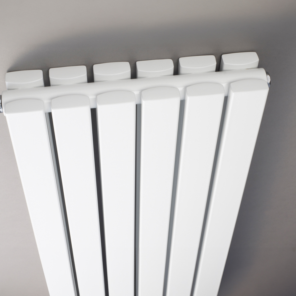 nuie Sloane Satin White Double Panel Designer Radiator 1800 x 381mm Image 2