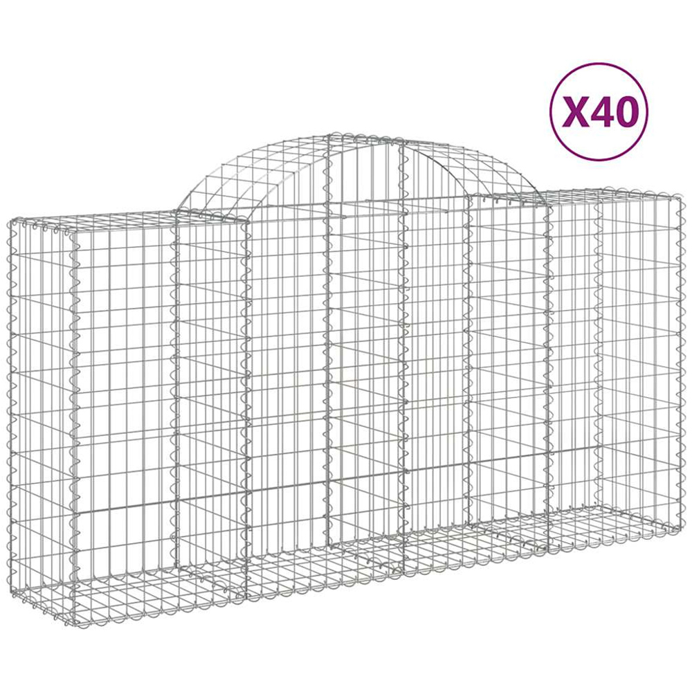 vidaXL Silver Galvanised Iron Arched Gabion Basket 200 x 50 x 100/120cm 40 Pack Image 4