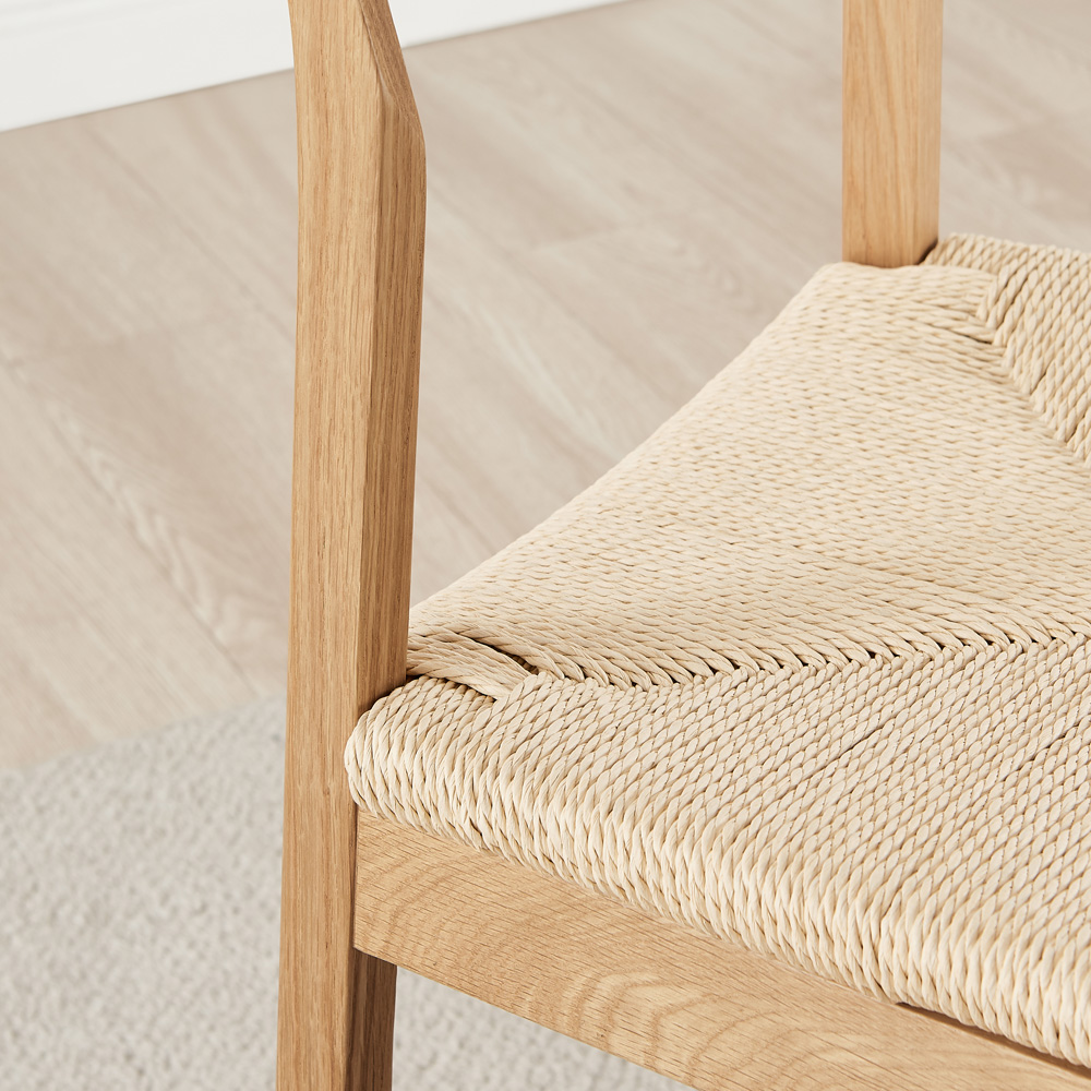 Furniturebox Belle Set of 2 Oak and Veneer Rope Dining Chair Image 4