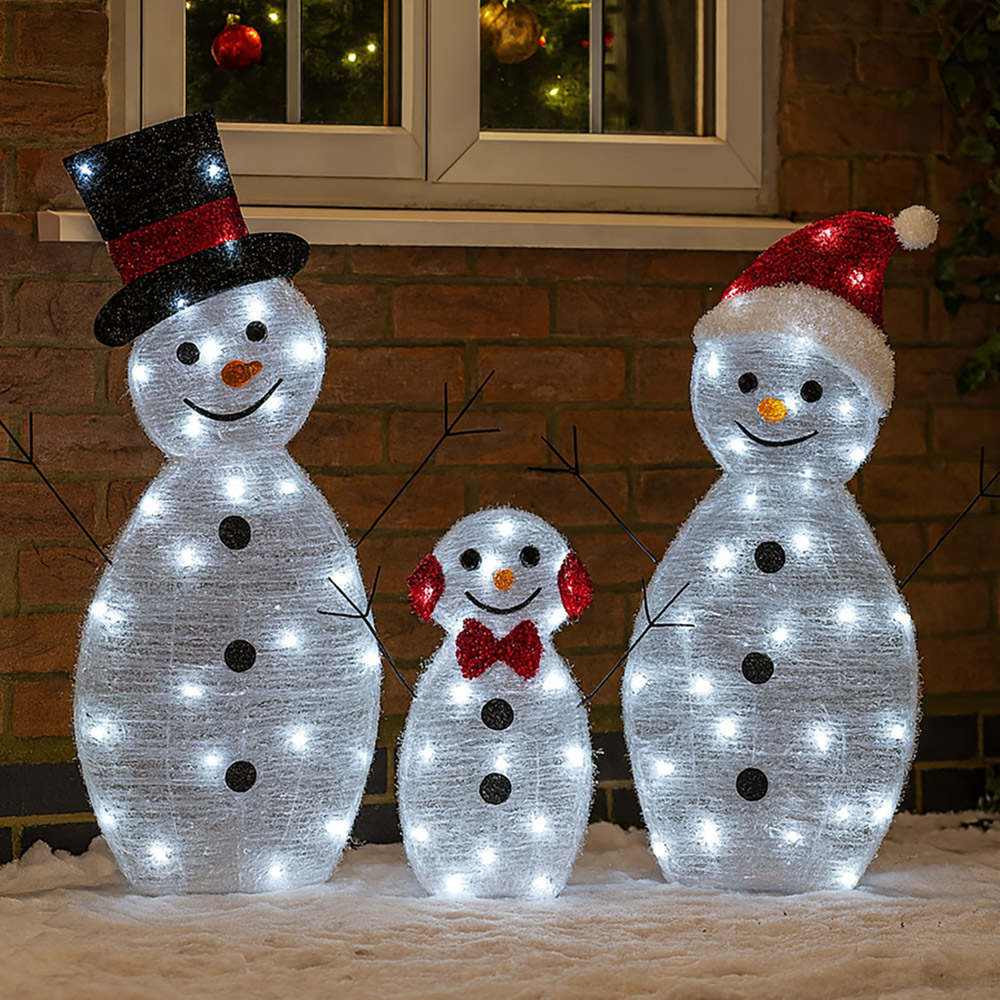 Xmas Haus 210 White LED Snowman Set of 3 Image 1