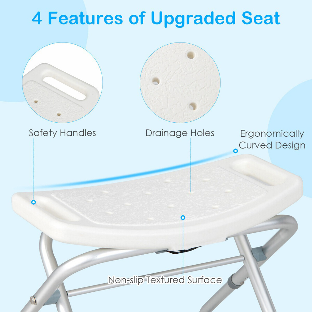 Costway Folding Portable Shower Seat with Adjustable Height Image 7