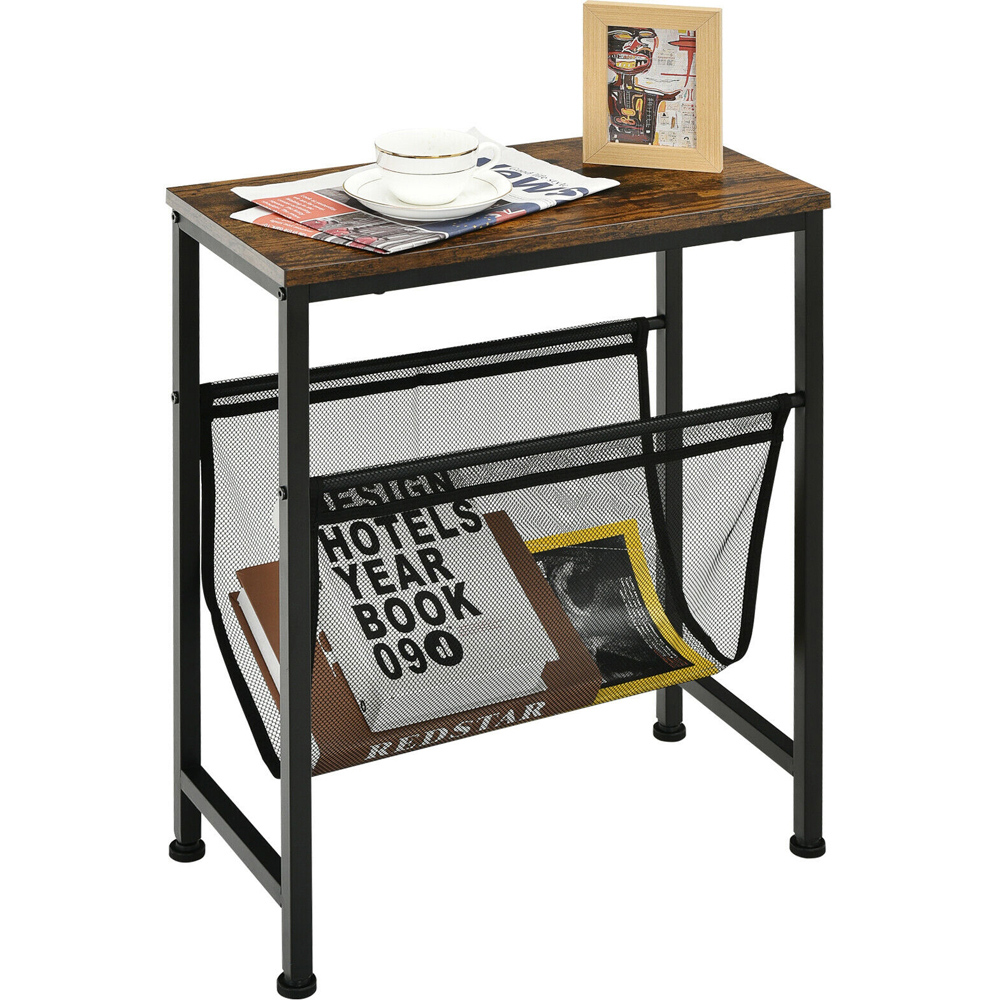 Costway Narrow End Table with Mesh Magazine Holder Image 3