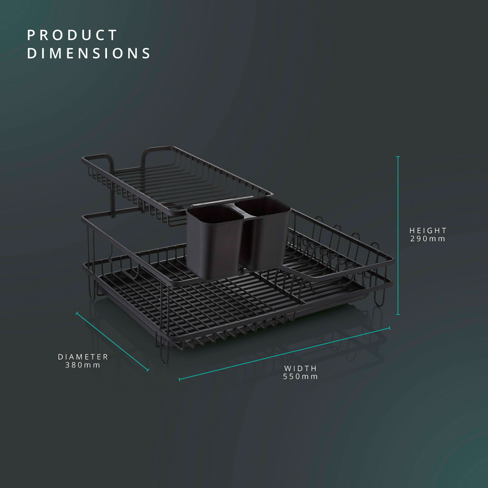 Swan Stealth 2-Tier Black 15 Plate Dish Rack Image 7
