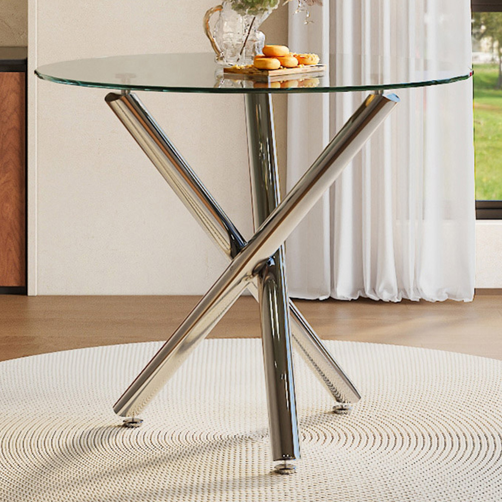 Living and Home Tempered Glass Round Coffee Table Image 1