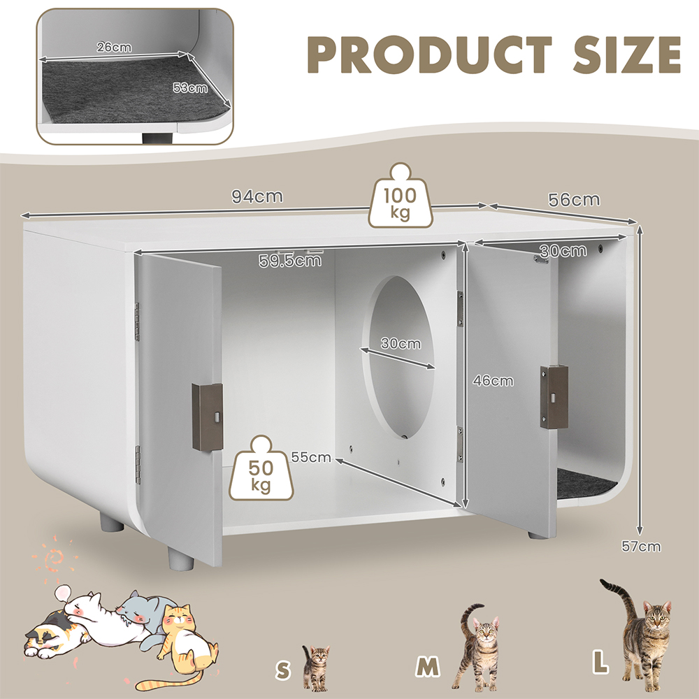 Costway 2 Door Single Shelf Cat Litter Box Enclosure Image 9