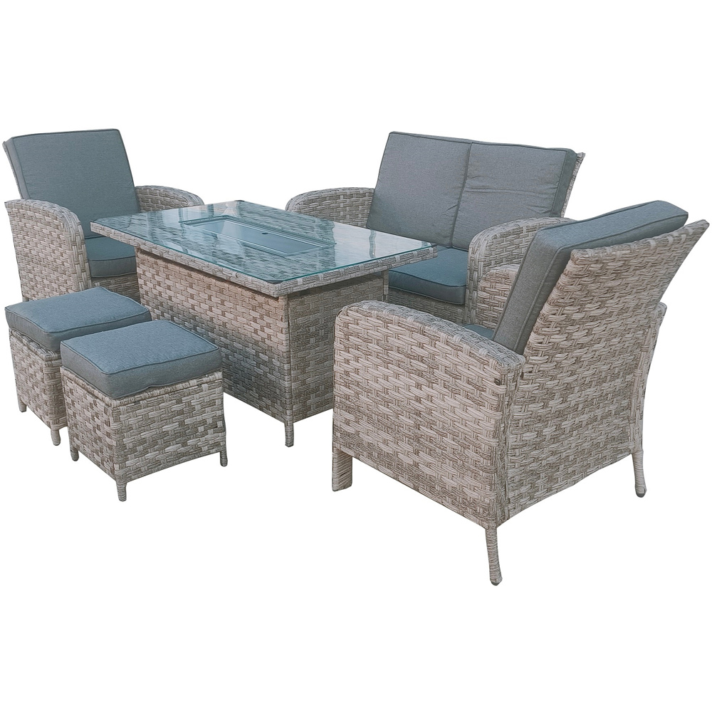 Furniture One 6 Seater Rattan Wicker Outdoor Lounge Set with Gas Fire Pit Table Image 2