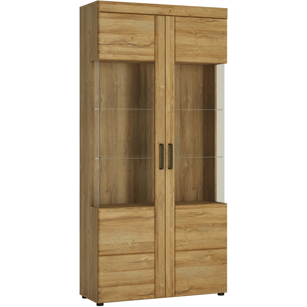 Florence Cortina 2 Doors Grandson Oak Tall Wide Display Cabinet Image 2