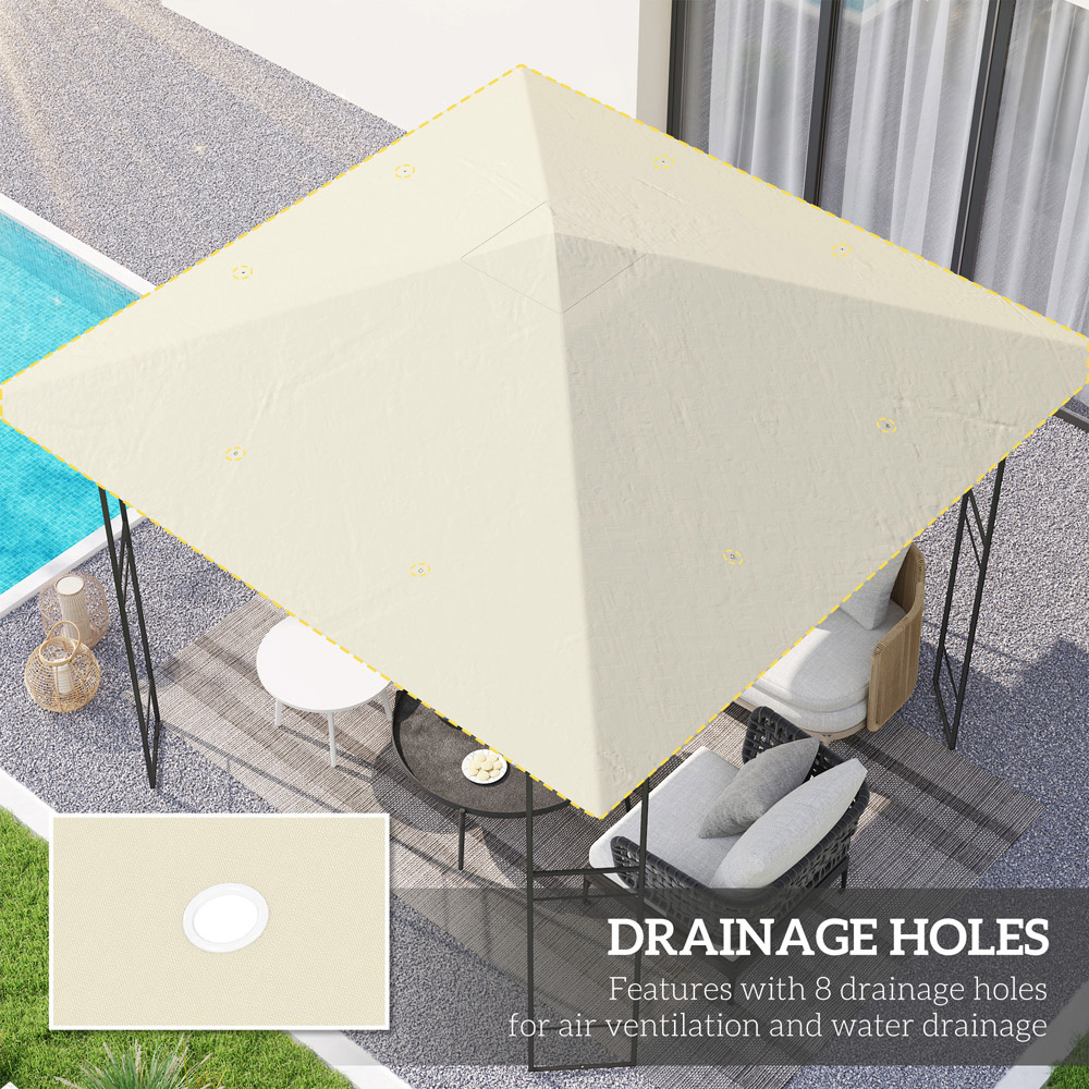 Outsunny 3 x 3m Cream White Gazebo Canopy Replacement Cover Image 4