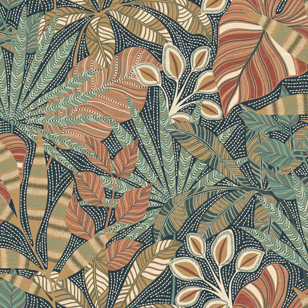 Esselle Home Kirra Leaf Navy and Spice Wallpaper Image 1