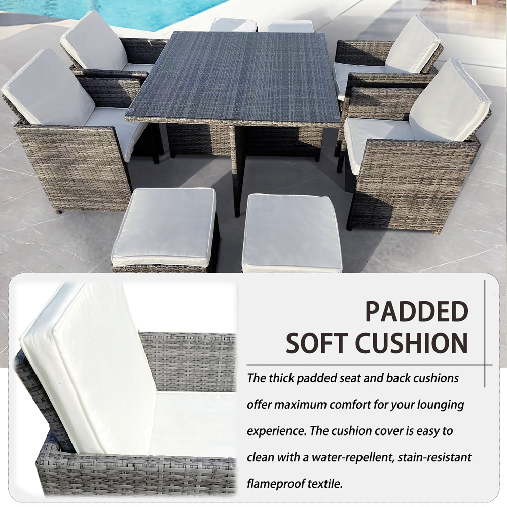 Furniture One 8 Seater Rattan Dining Set Grey Image 7